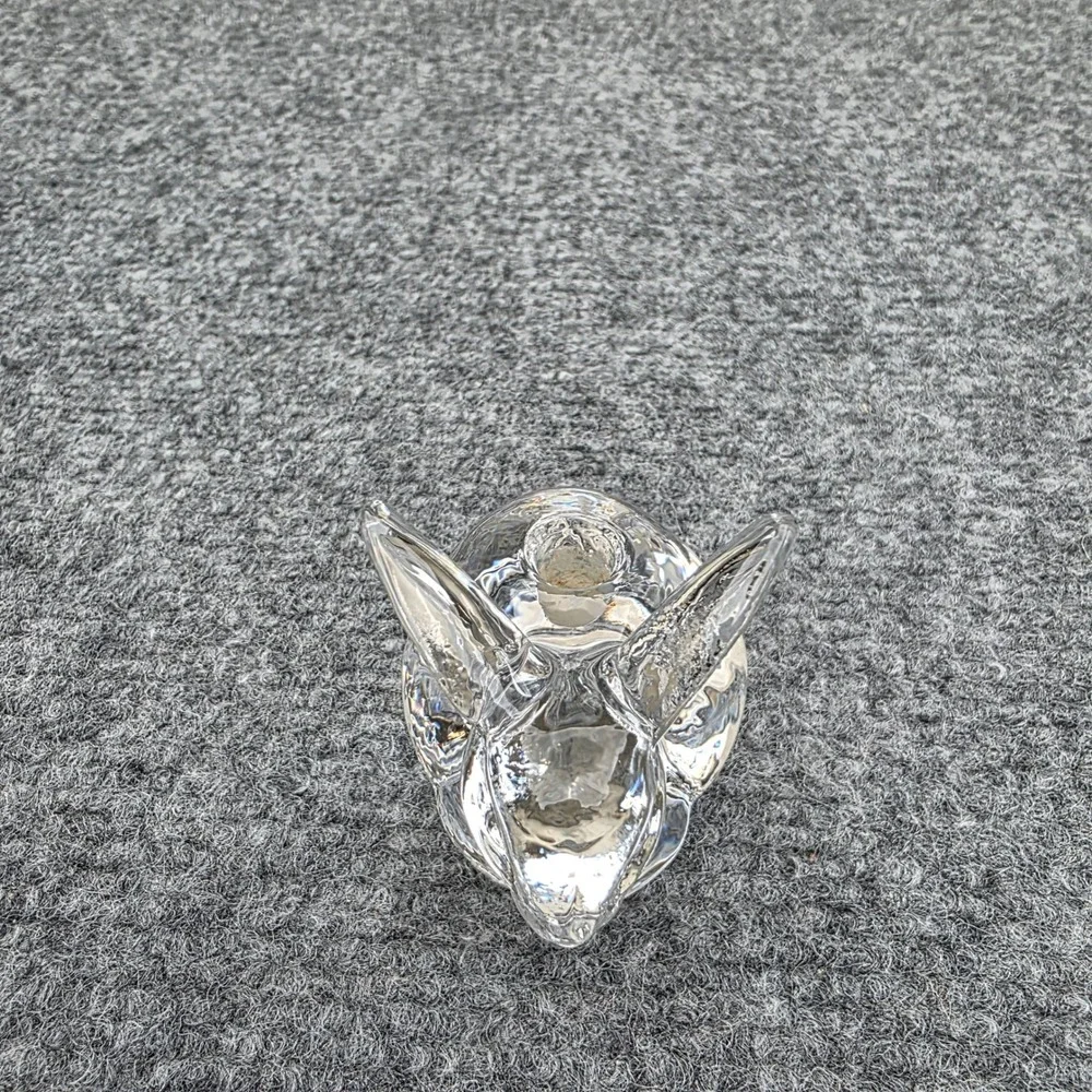 Vintage Clear Glass Bunny Rabbit‎ Figurine Candle Holder Votive Paperweight 2.5